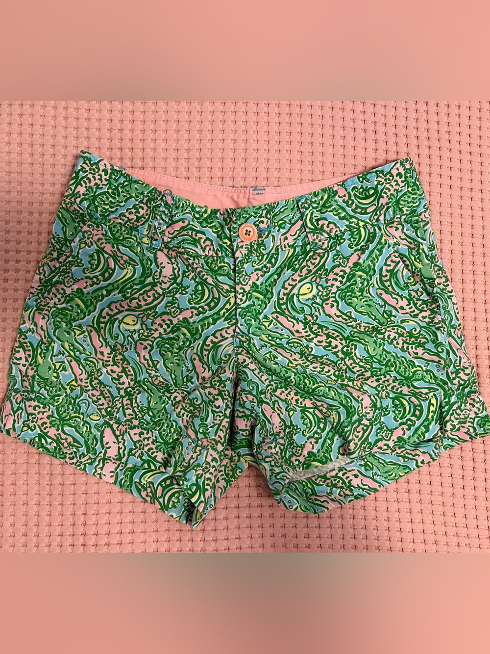 Lilly Pulitzer Green and Pink Callahan Printed Bermuda Shorts